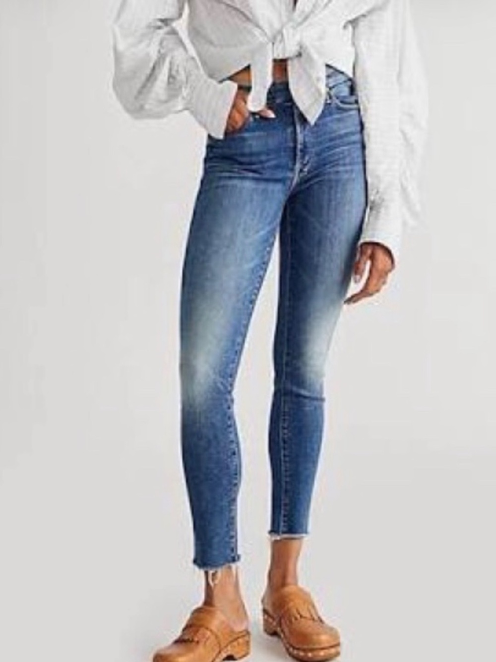 MOTHER The Looker High Waisted Ankle Fray Raw Hem Sz 24